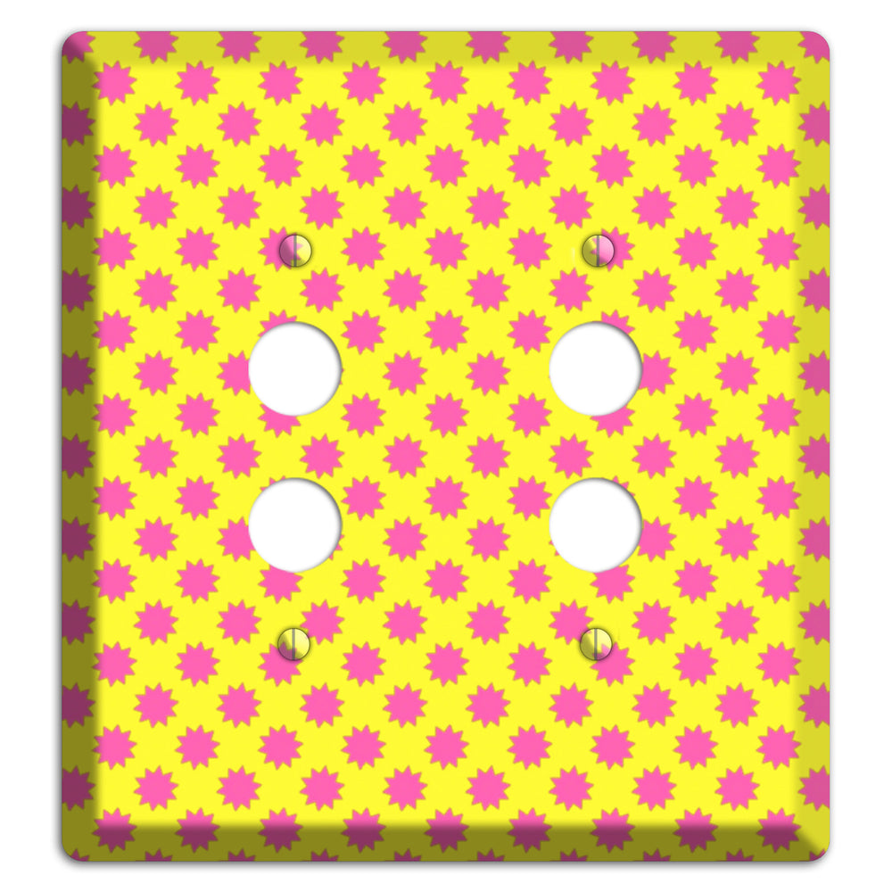 Yellow with Pink Burst 2 Pushbutton Wallplate