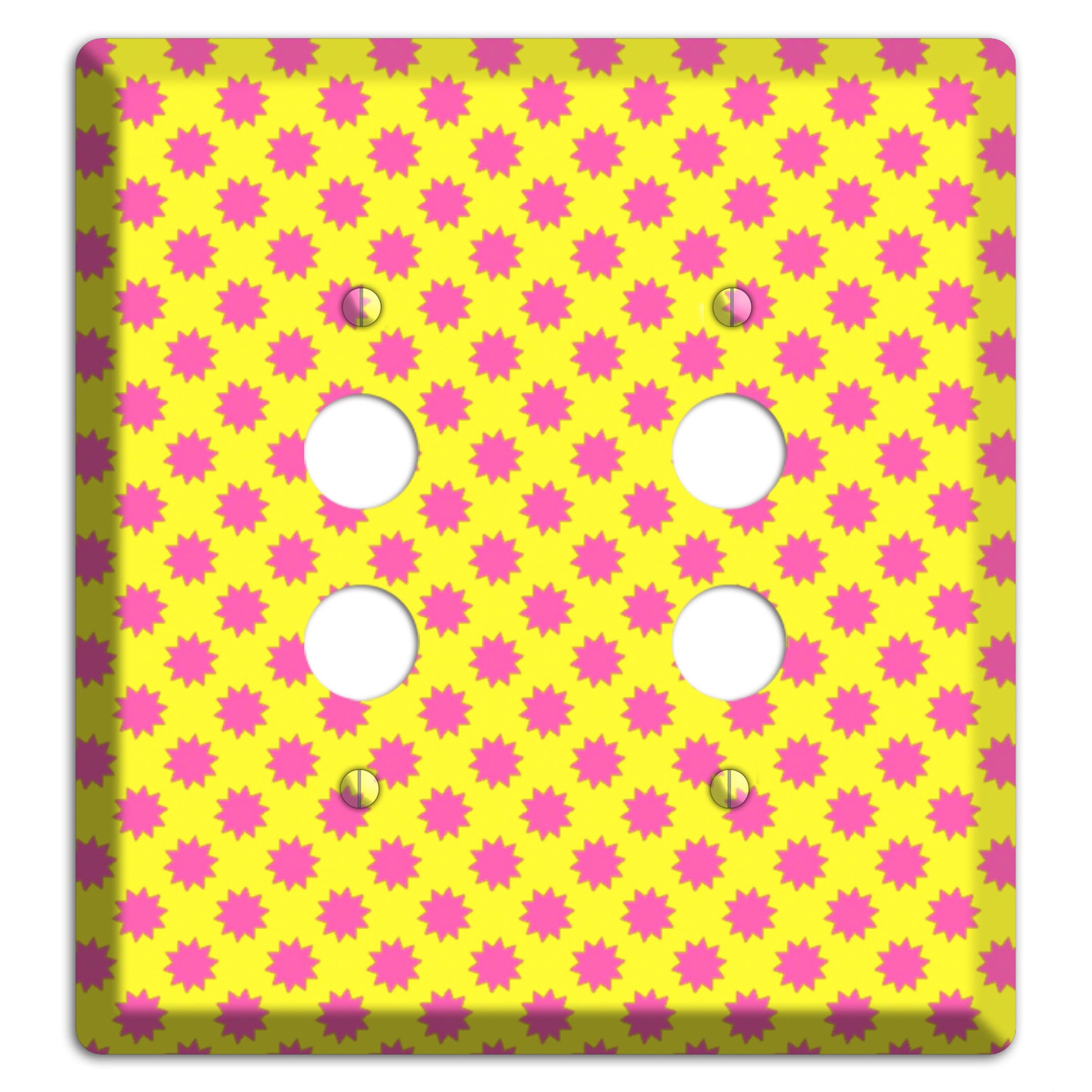 Yellow with Pink Burst 2 Pushbutton Wallplate
