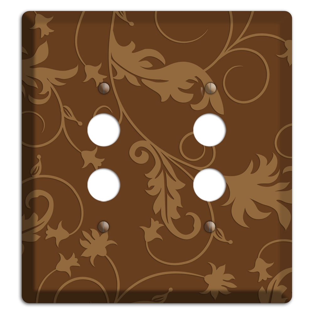 Brown Victorian Sprig 2 Pushbutton Wallplate