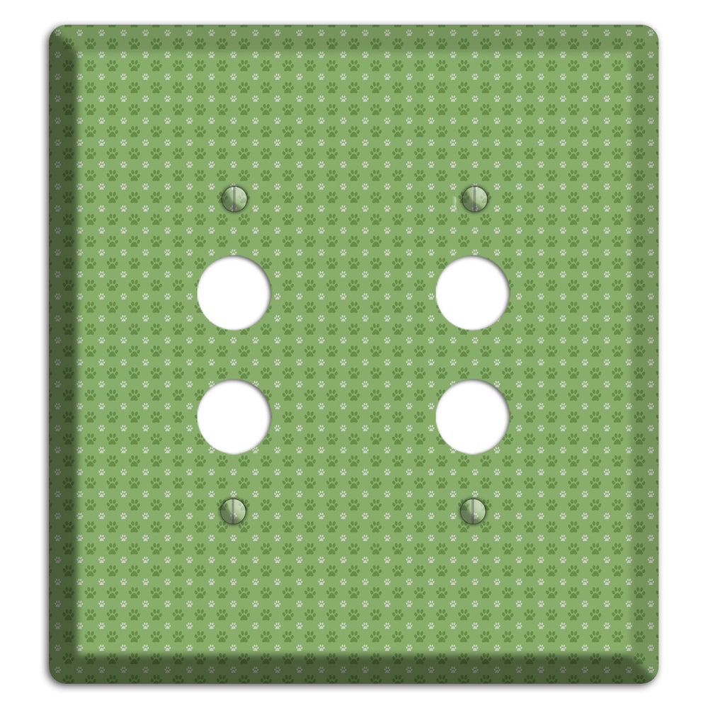 Green Paw Prints 2 Pushbutton Wallplate
