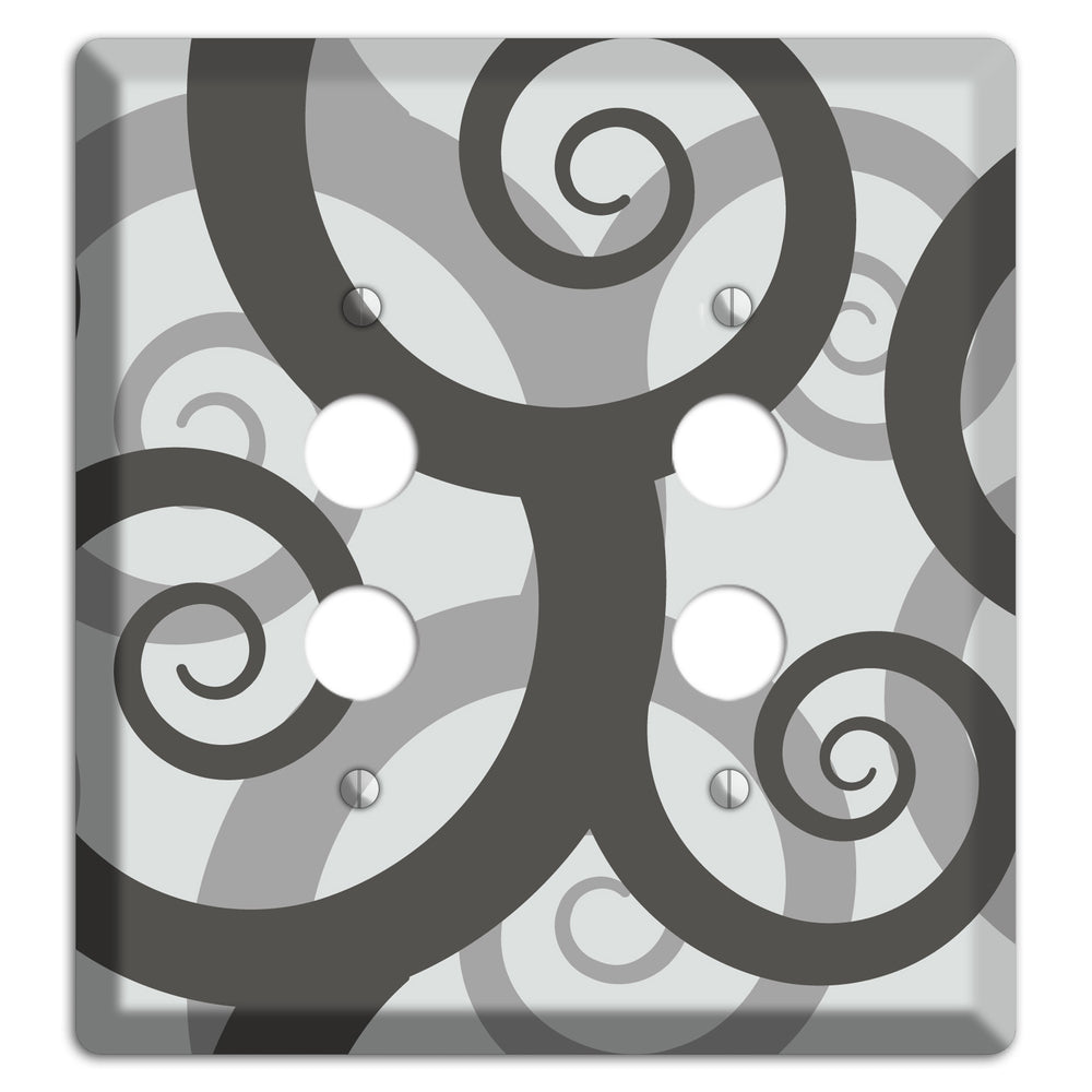 Grey with Black Large Swirl 2 Pushbutton Wallplate