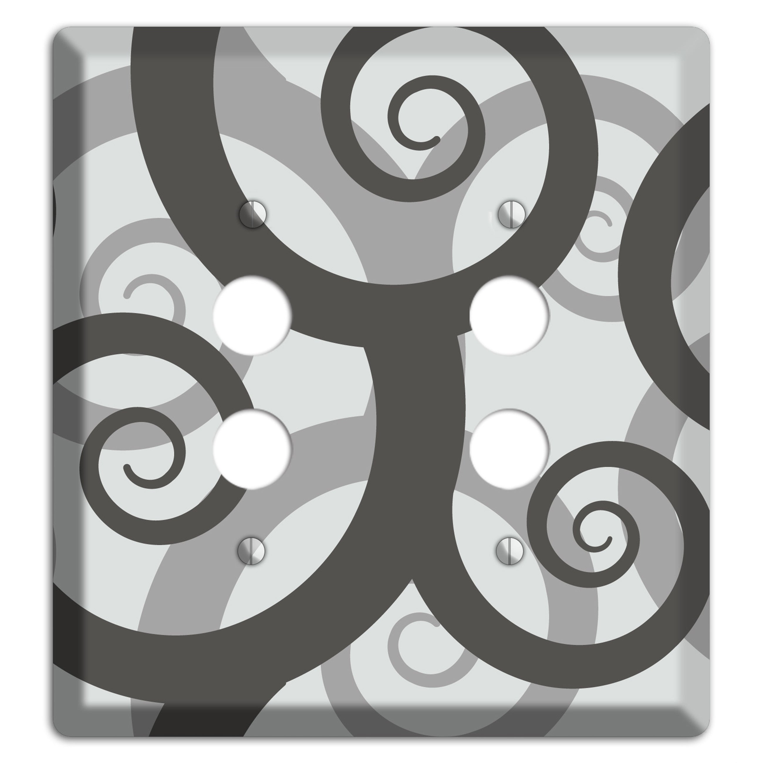 Grey with Black Large Swirl 2 Pushbutton Wallplate