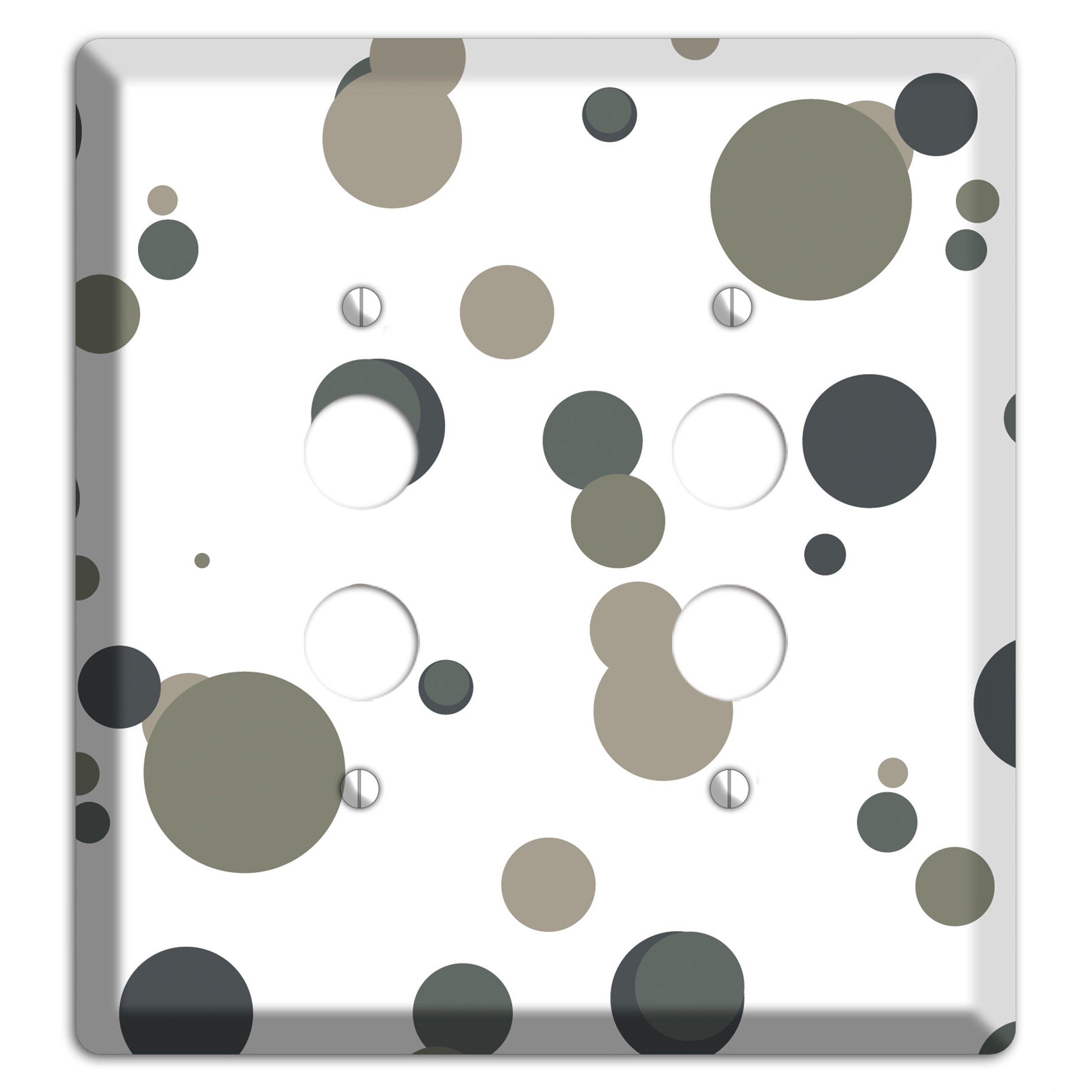 White with Multi Grey Medium Dots 2 Pushbutton Wallplate