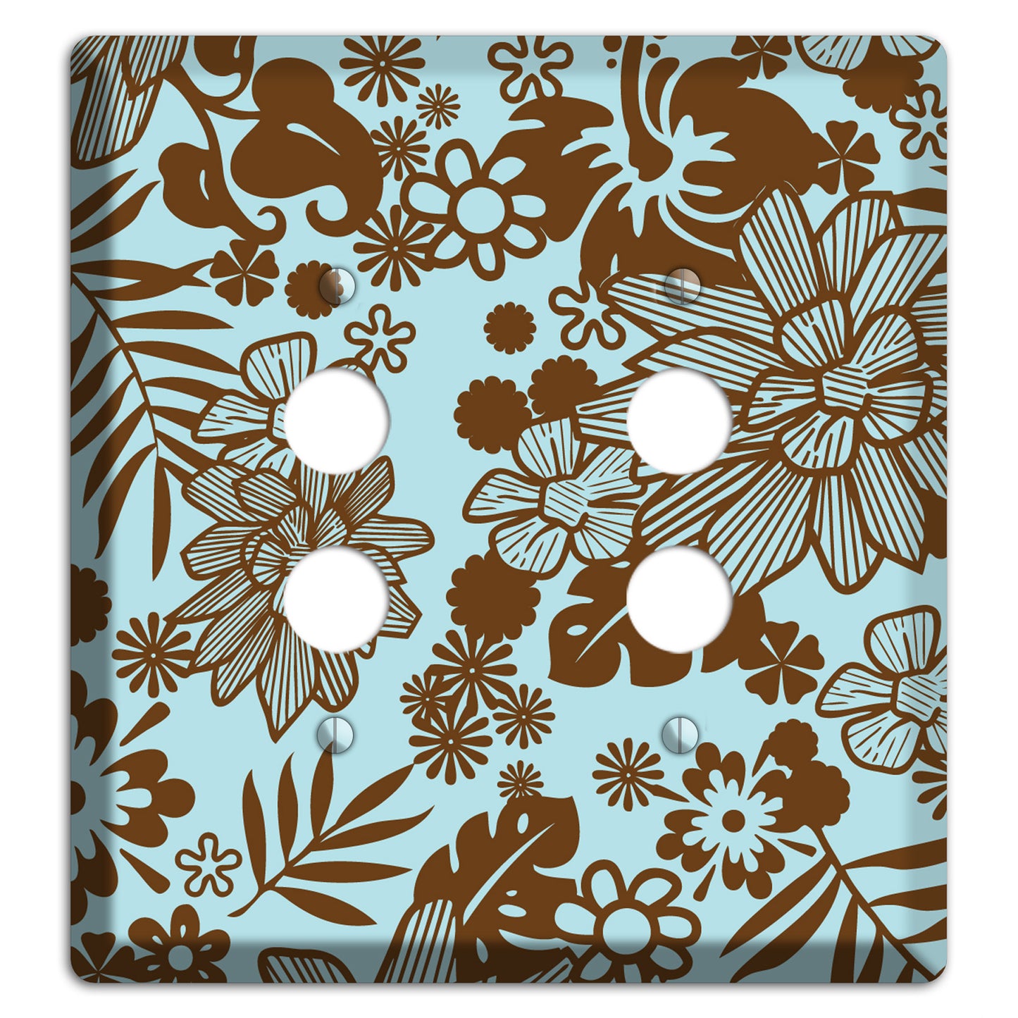 Blue and Brown Tropical 2 Pushbutton Wallplate