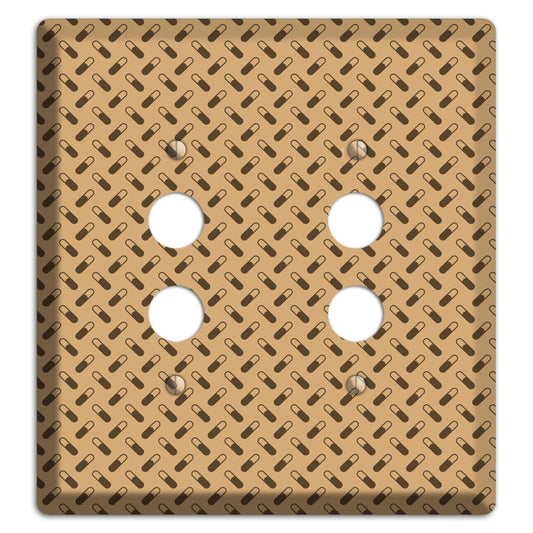 Beige with Brown Motif 2 Pushbutton Wallplate