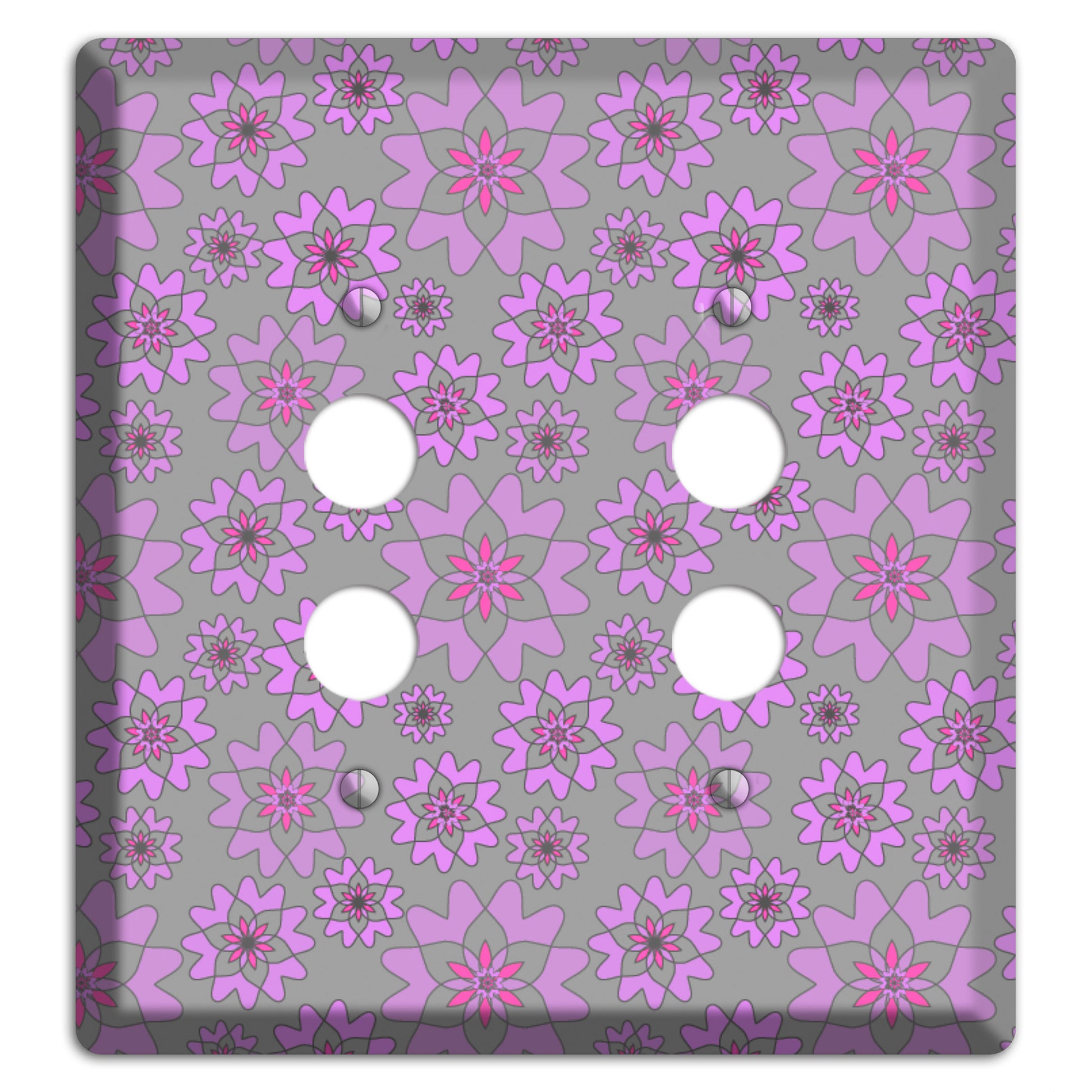 Grey with Purple Retro Suzani 2 Pushbutton Wallplate