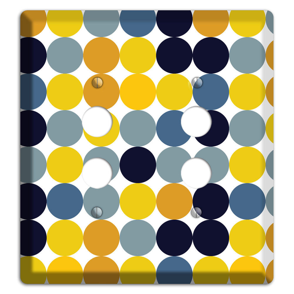 Multi Yellow and Blue Dots 2 Pushbutton Wallplate