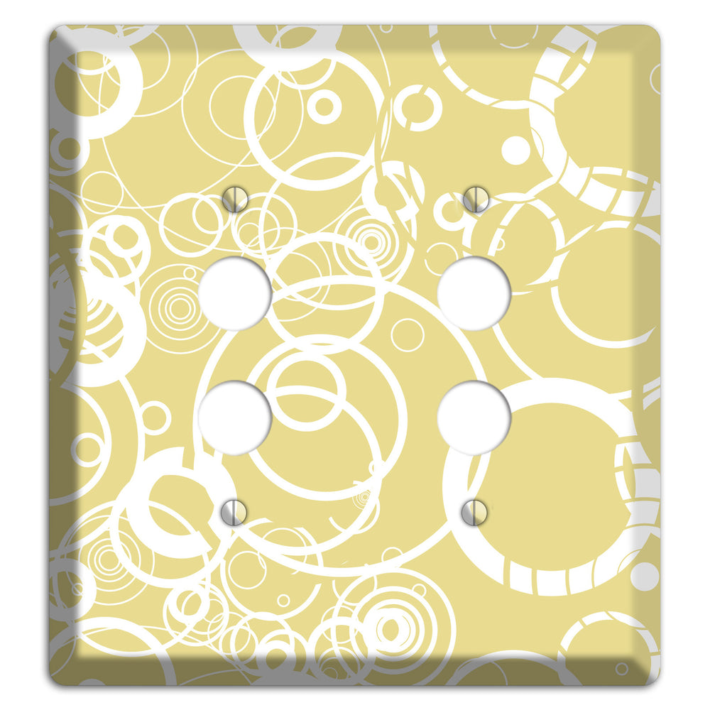 Beige with White Rings 2 Pushbutton Wallplate