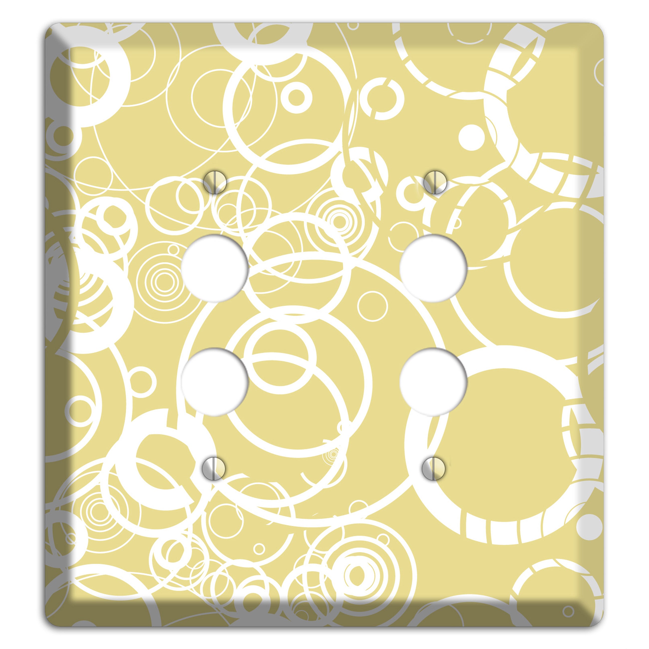 Beige with White Rings 2 Pushbutton Wallplate