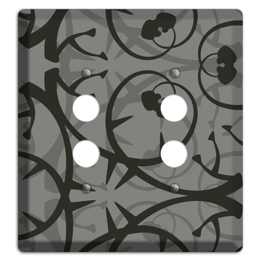 Grey with Black Retro Sprig 2 Pushbutton Wallplate