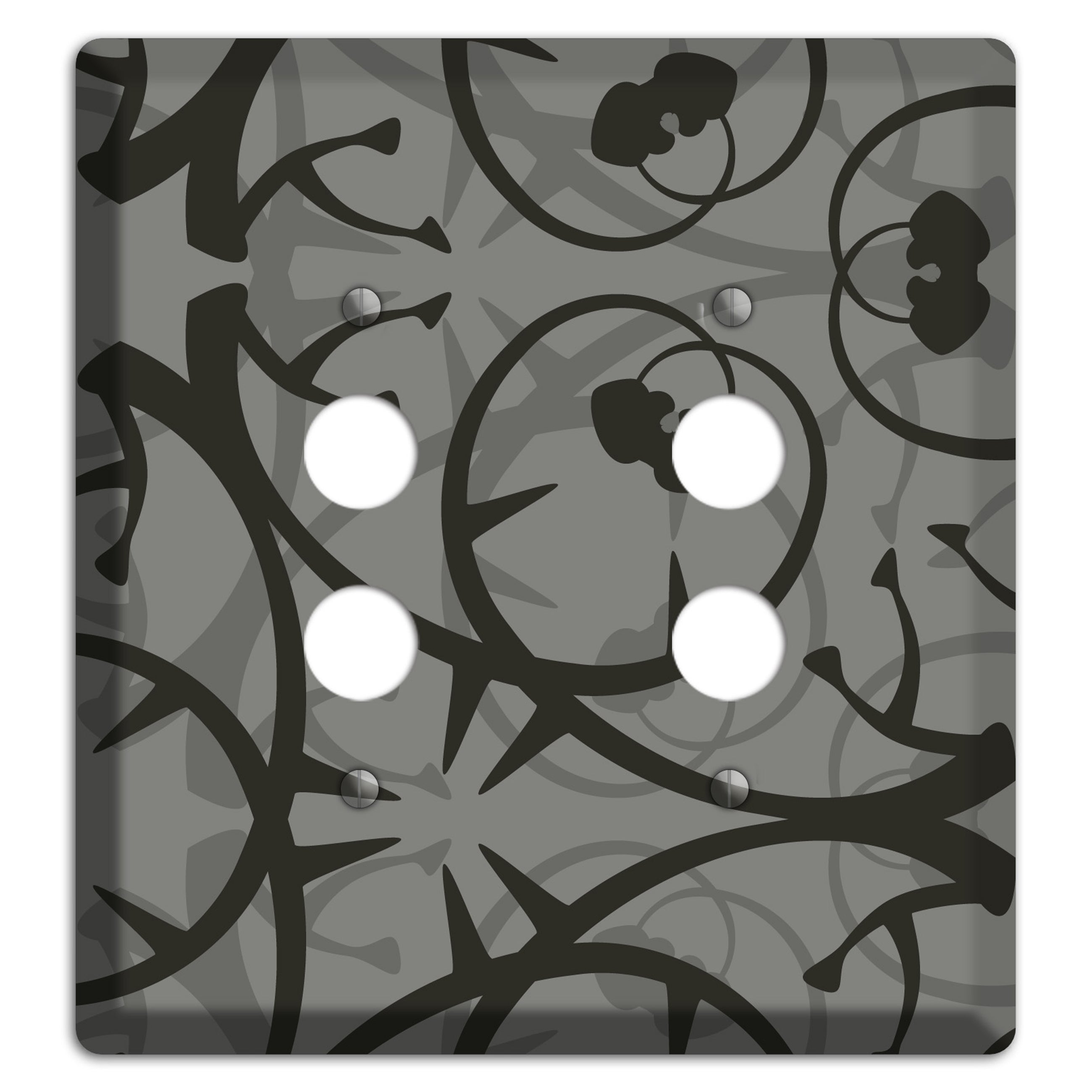 Grey with Black Retro Sprig 2 Pushbutton Wallplate