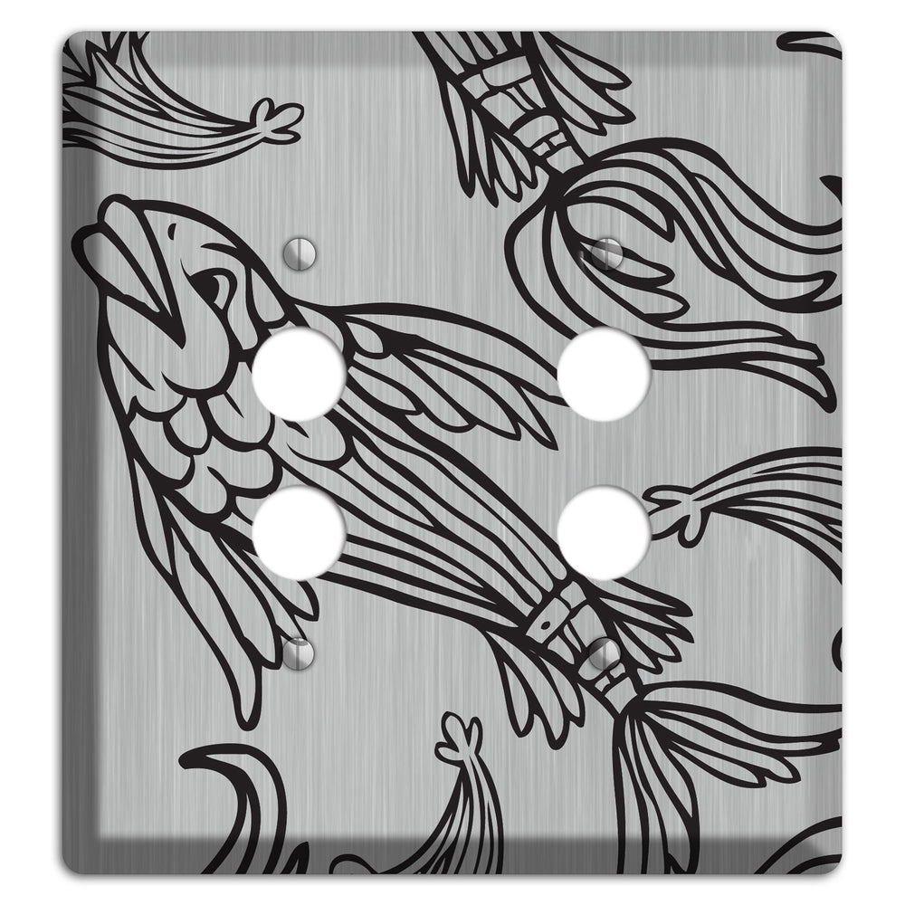 Black Koi Stainless Steel 2 Pushbutton Wallplate