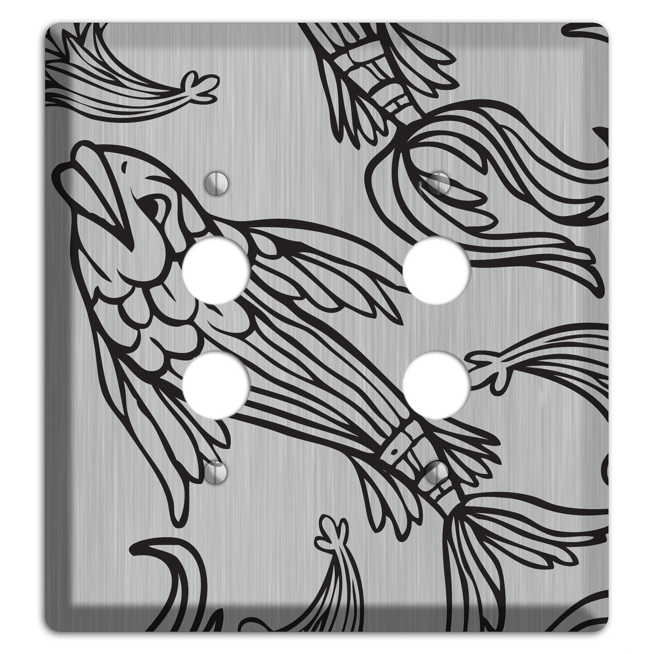 Black Koi  Stainless 2 Pushbutton Wallplate