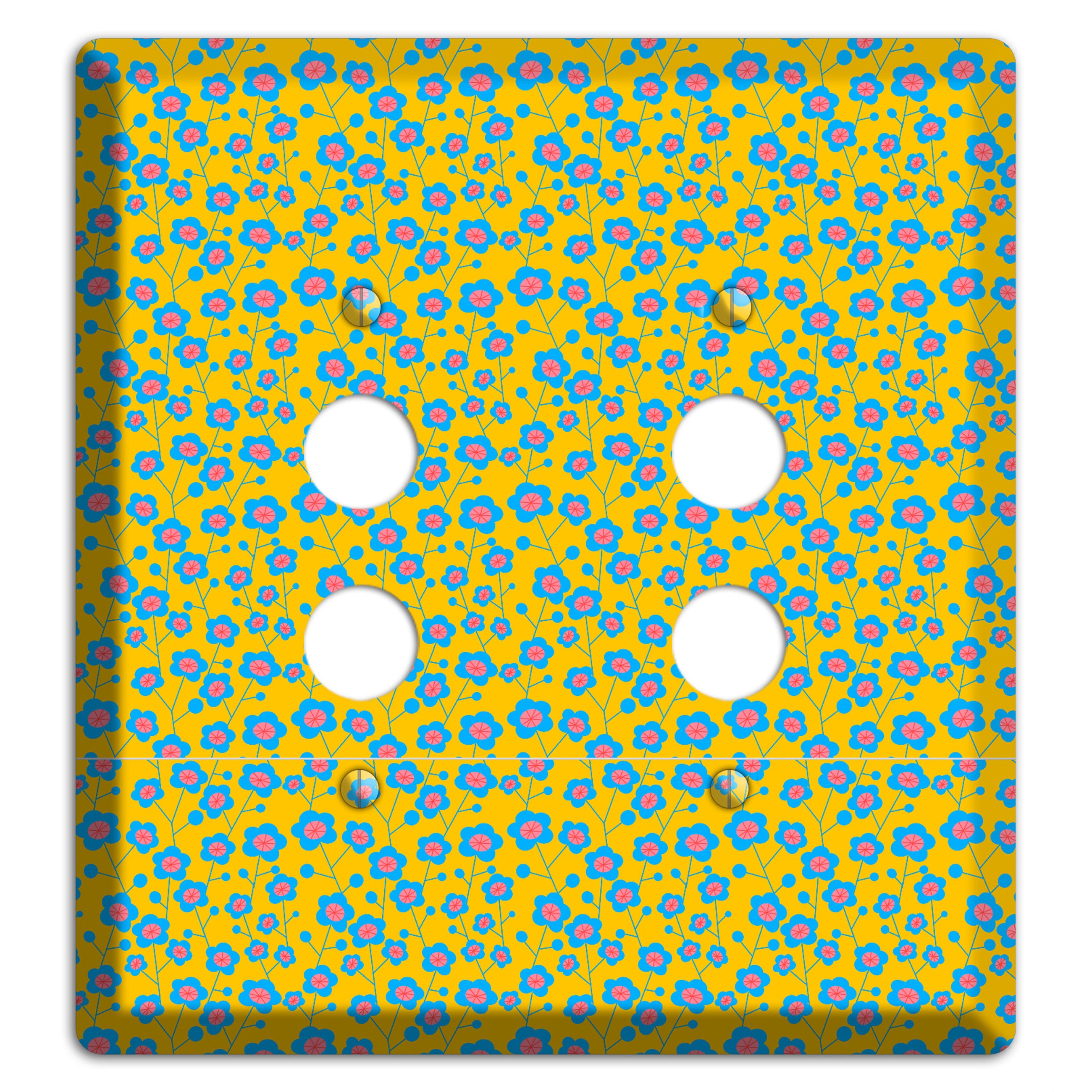 Yellow Blue Pink Calico 2 Pushbutton Wallplate