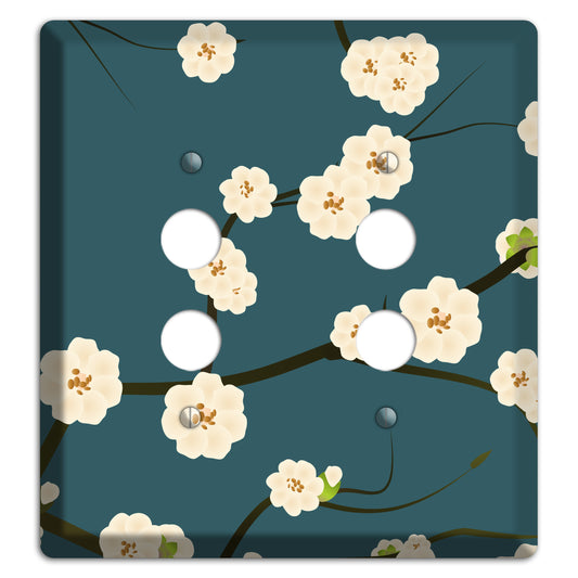 Blue Cherry Blossoms 2 Pushbutton Wallplate
