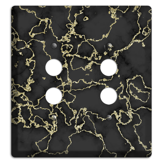 Black and Gold Marble Shatter 2 Pushbutton Wallplate
