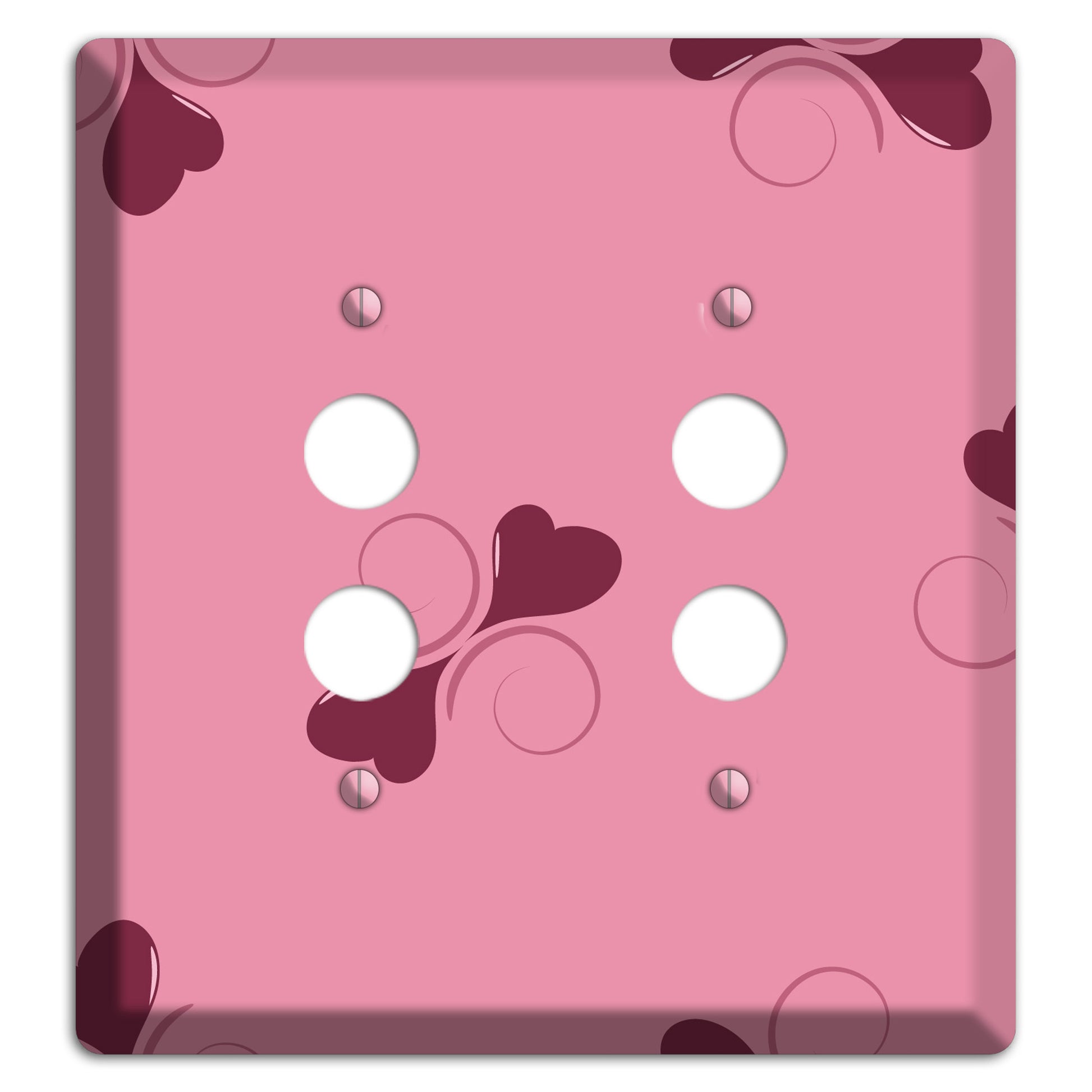 Pink with Hearts 2 Pushbutton Wallplate