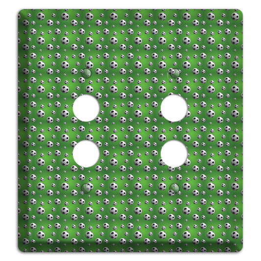 Green with Soccer Balls 2 Pushbutton Wallplate