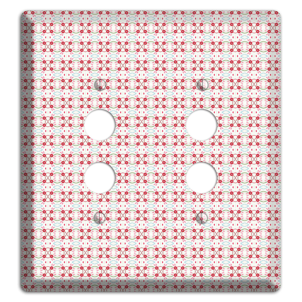 White with Red Ball and Stick Tapestry 2 Pushbutton Wallplate
