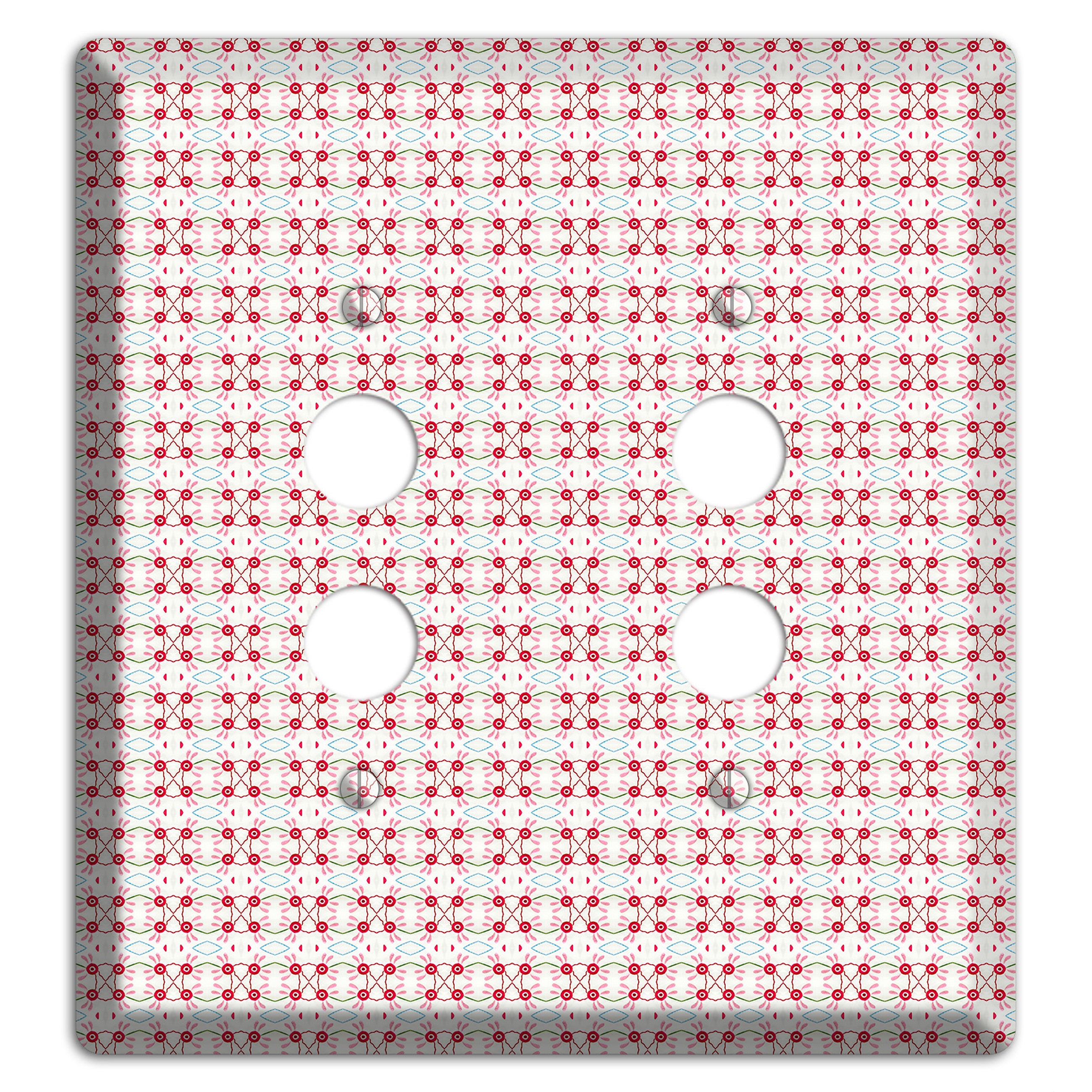 White with Red Ball and Stick Tapestry 2 Pushbutton Wallplate