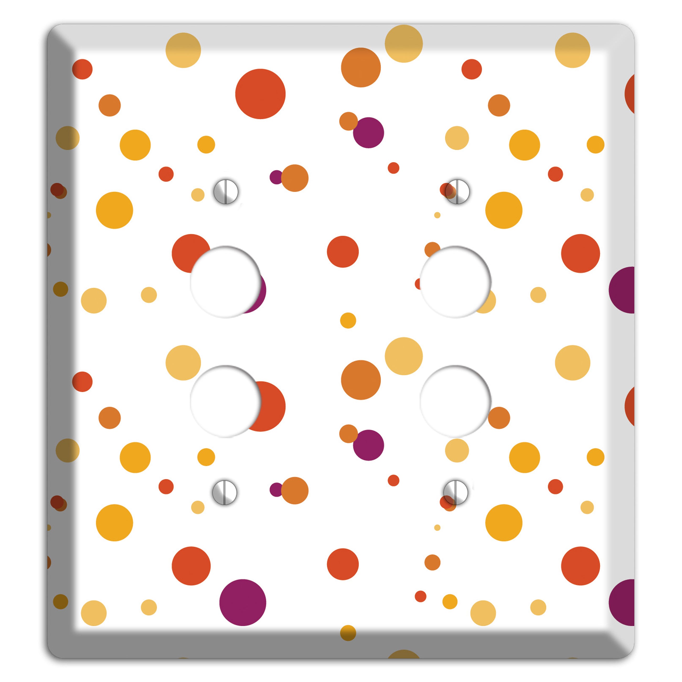 White with Multi Red and Umber Small Dots 2 Pushbutton Wallplate