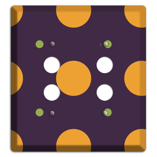 Eggplant with Orange and Lime Multi Tiled Medium Dots 2 Pushbutton Wallplate