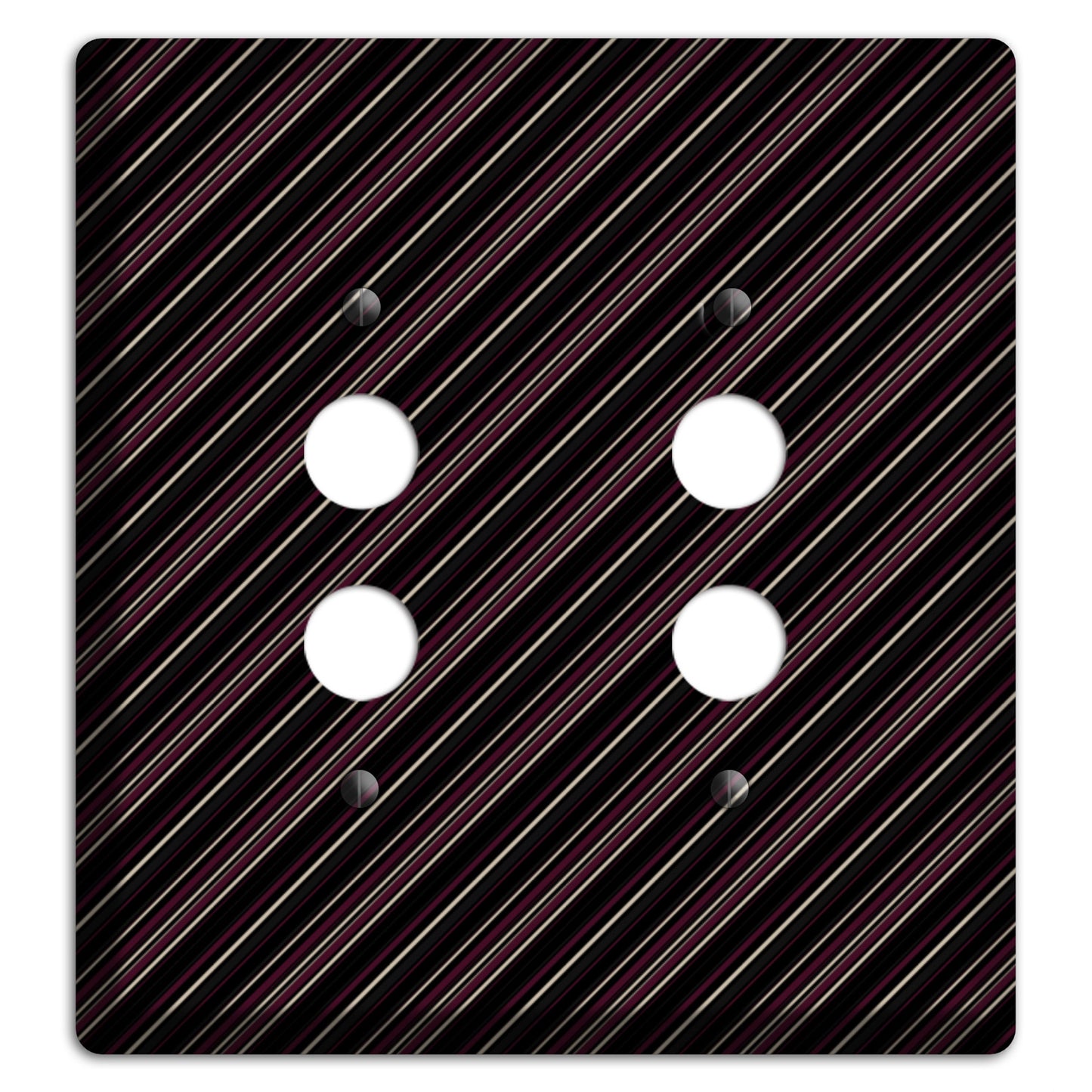 Black with White and Burgundy Angled Pinstripe 2 Pushbutton Wallplate