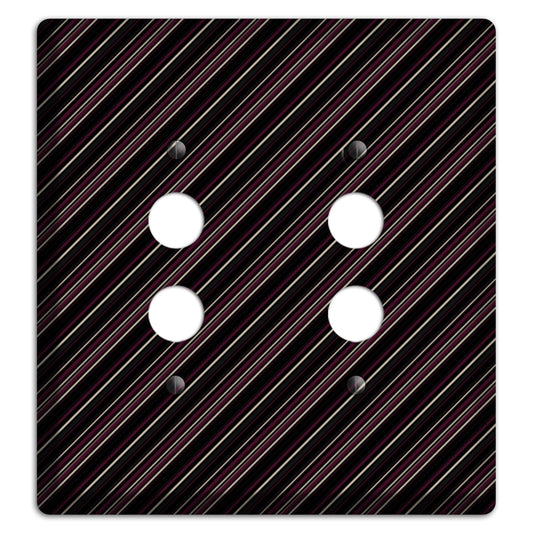 Black with White and Burgundy Angled Pinstripe 2 Pushbutton Wallplate
