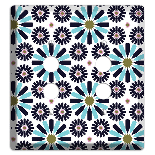 Dusty Blue and Olive Scandinavian Floral 2 Pushbutton Wallplate