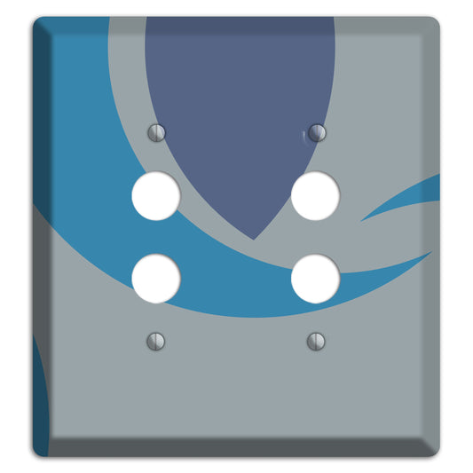 Grey and Blue Abstract 2 Pushbutton Wallplate