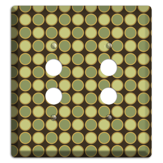Dark Grey with Multi Olive Tiled Dots 2 Pushbutton Wallplate