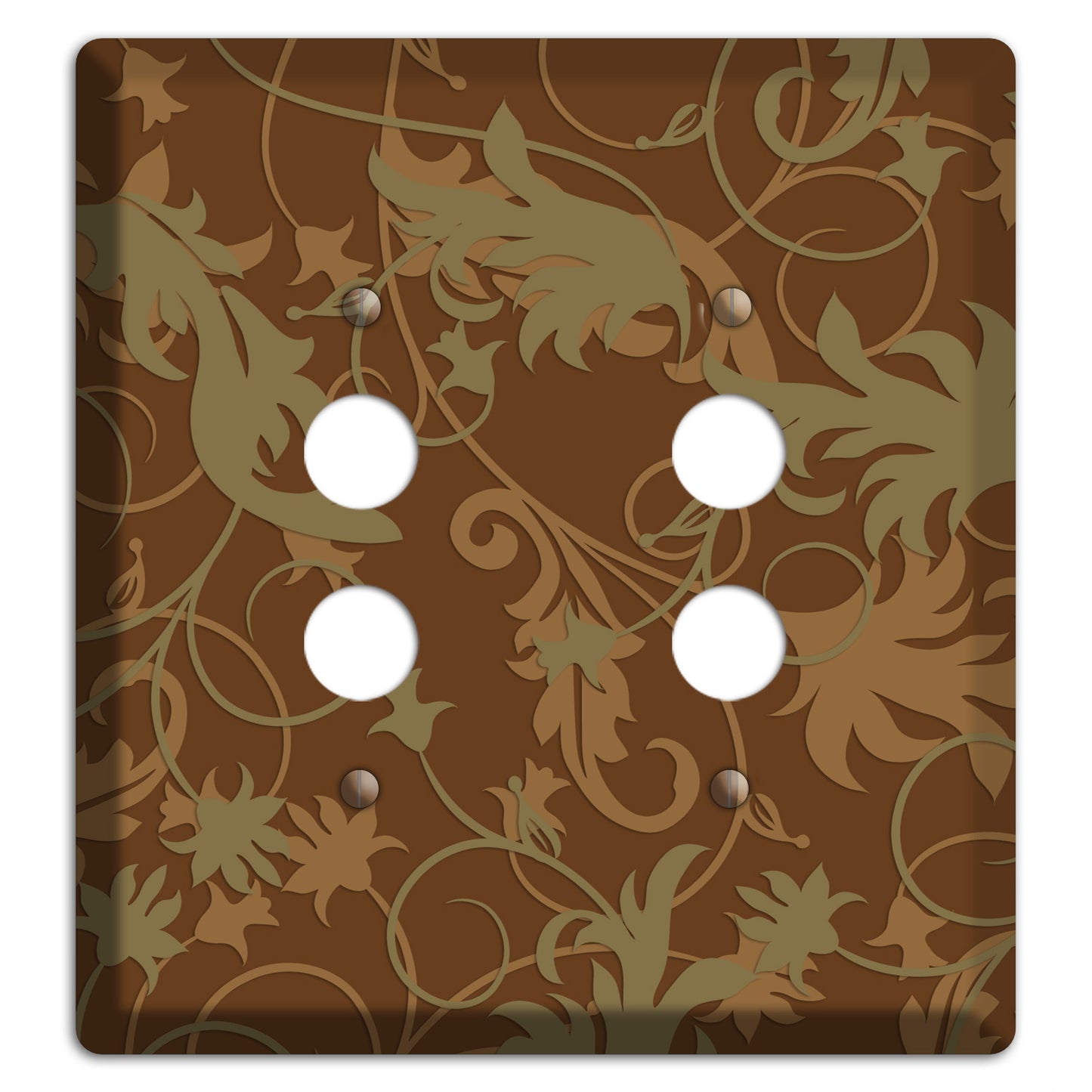Brown and Olive Victorian Sprig 2 Pushbutton Wallplate