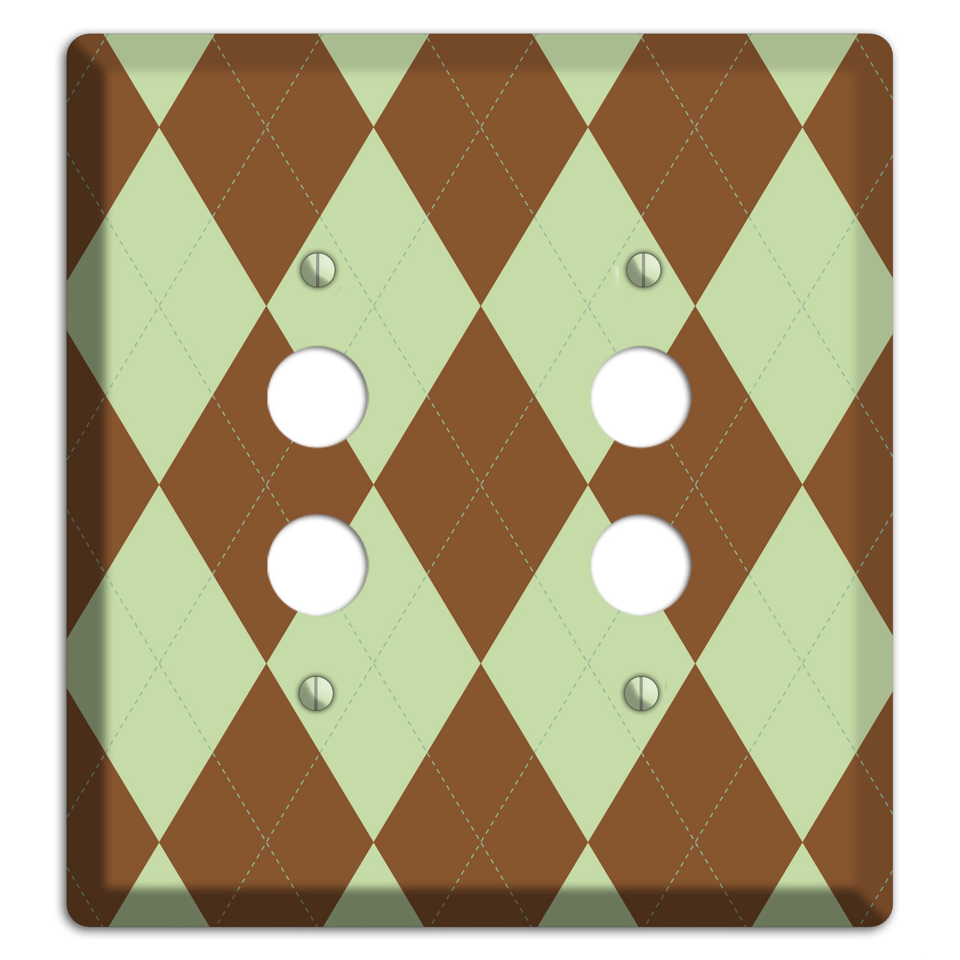 Brown Argyle 2 Pushbutton Wallplate