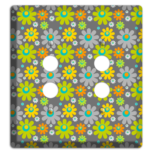Grey and Yellow Flower Power 2 Pushbutton Wallplate