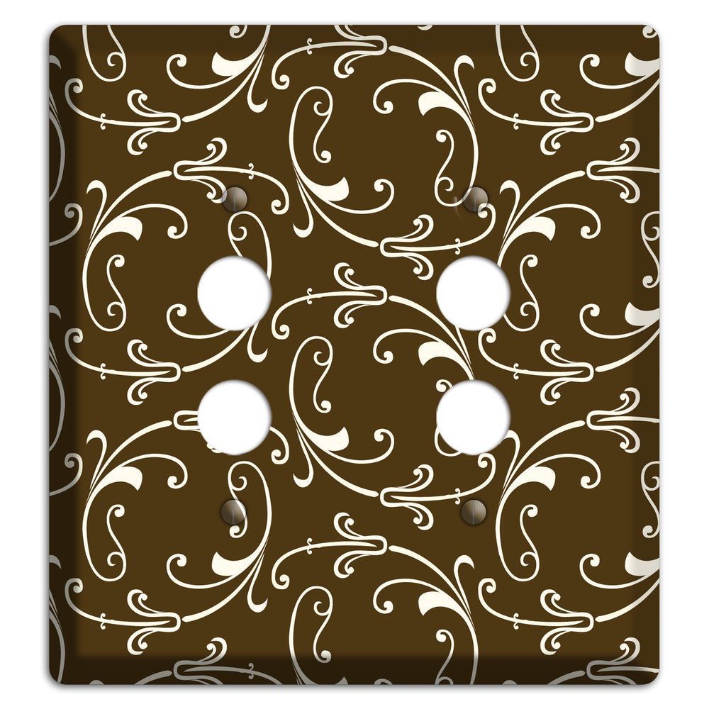 Brown Victorian Sprig 2 Pushbutton Wallplate