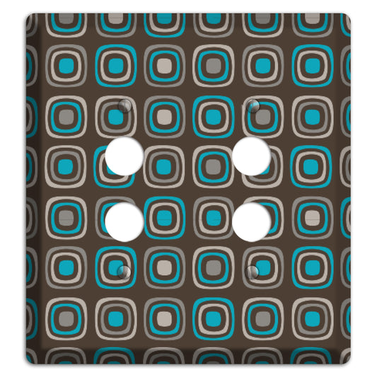 Brown and Blue Rounded Squares 2 Pushbutton Wallplate