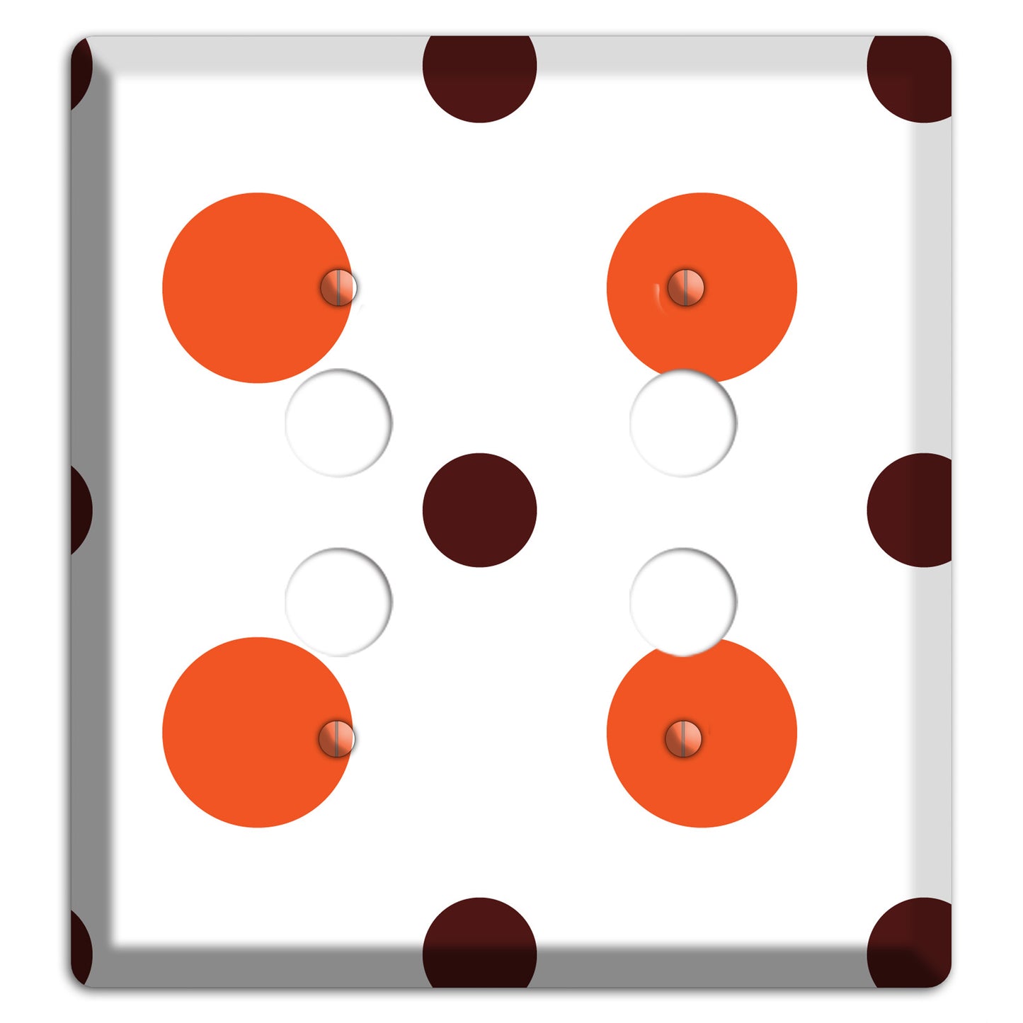 Coral and Brown Multi Medium Polka Dots 2 Pushbutton Wallplate