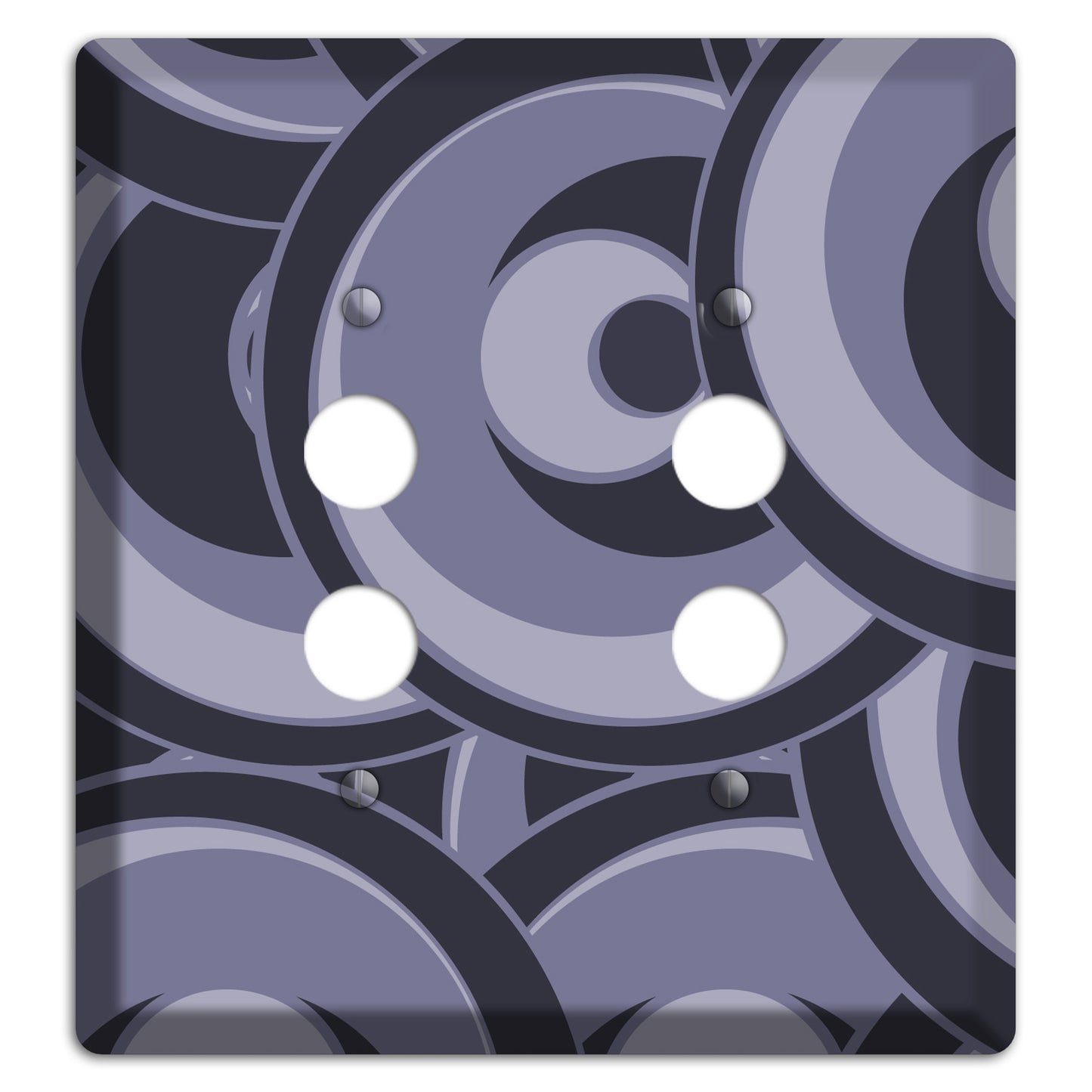 Black and Purple-grey Deco Circles 2 Pushbutton Wallplate