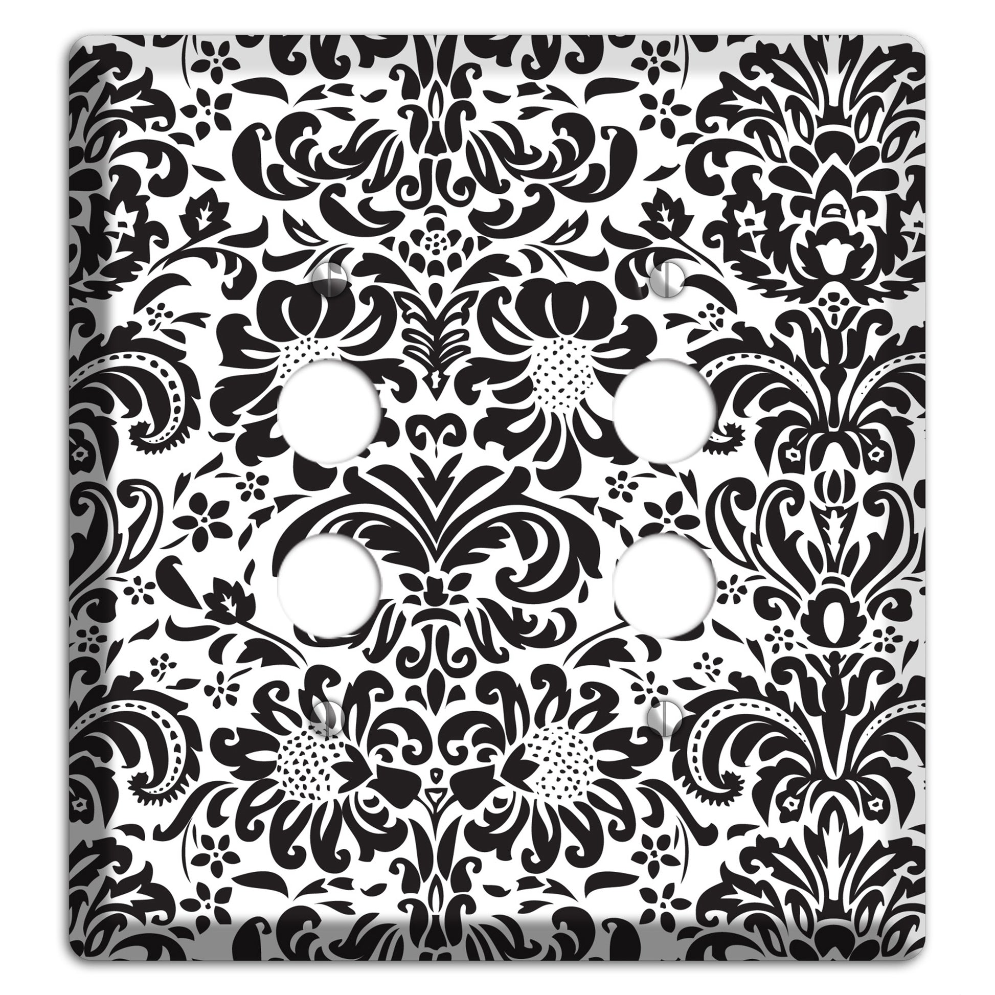 White with Black Toile 2 Pushbutton Wallplate