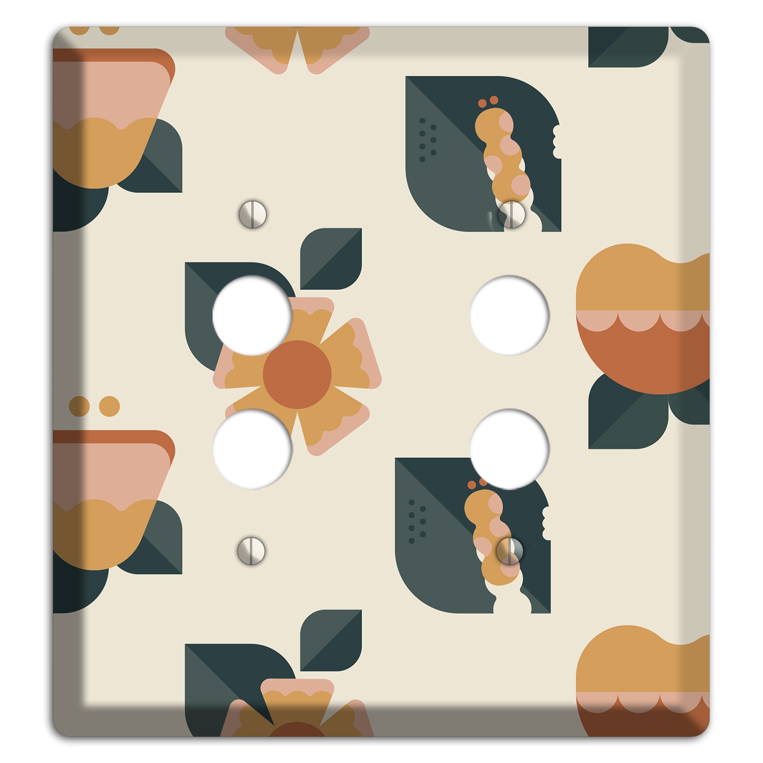 Retro Floral Caterpillar 2 Pushbutton Wallplate