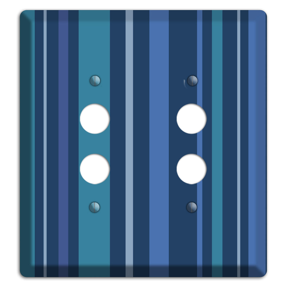 Multi Blue Vertical Stripes 2 Pushbutton Wallplate