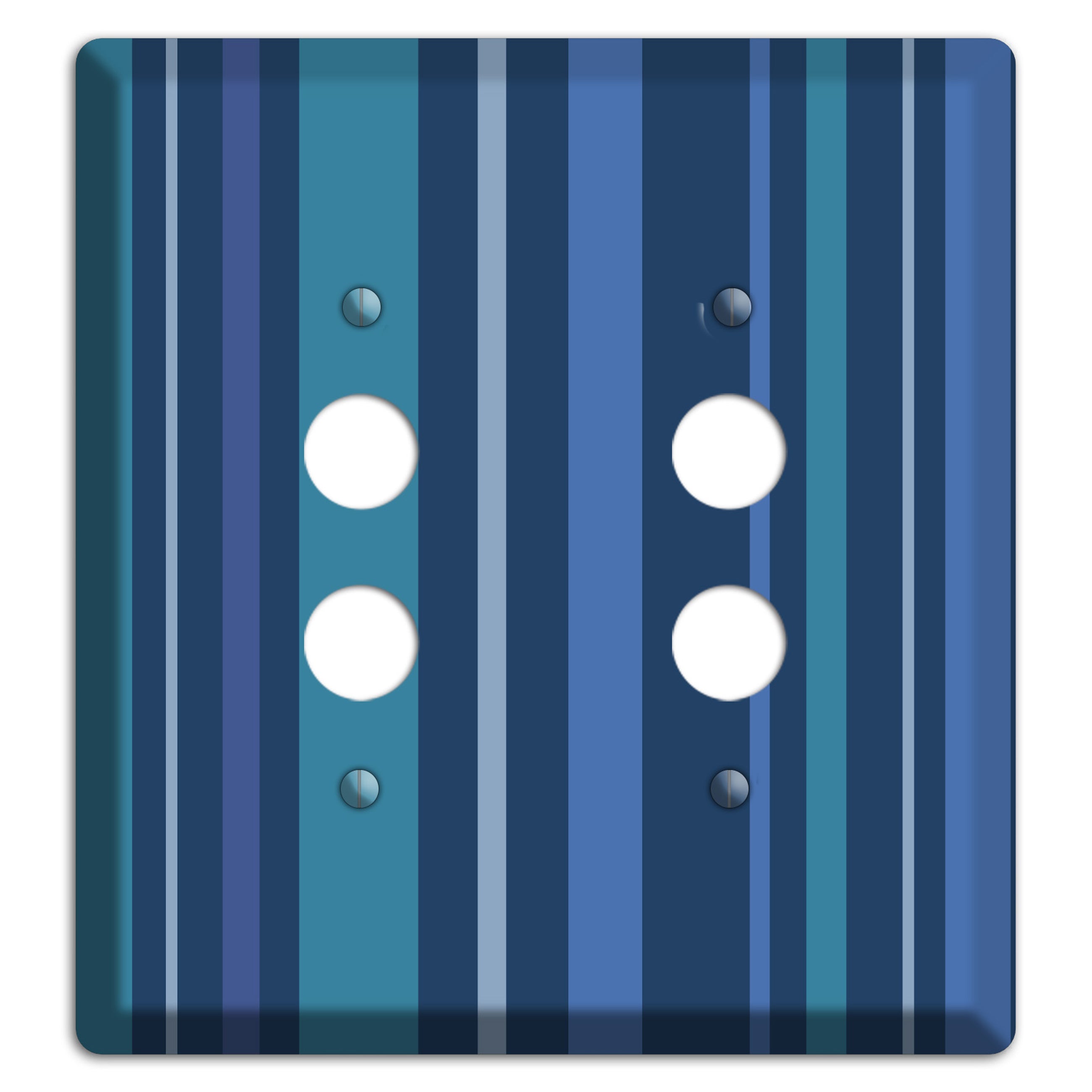 Multi Blue Vertical Stripes 2 Pushbutton Wallplate