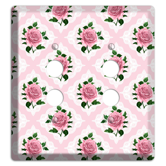 Pink Rose Doily 2 Pushbutton Wallplate