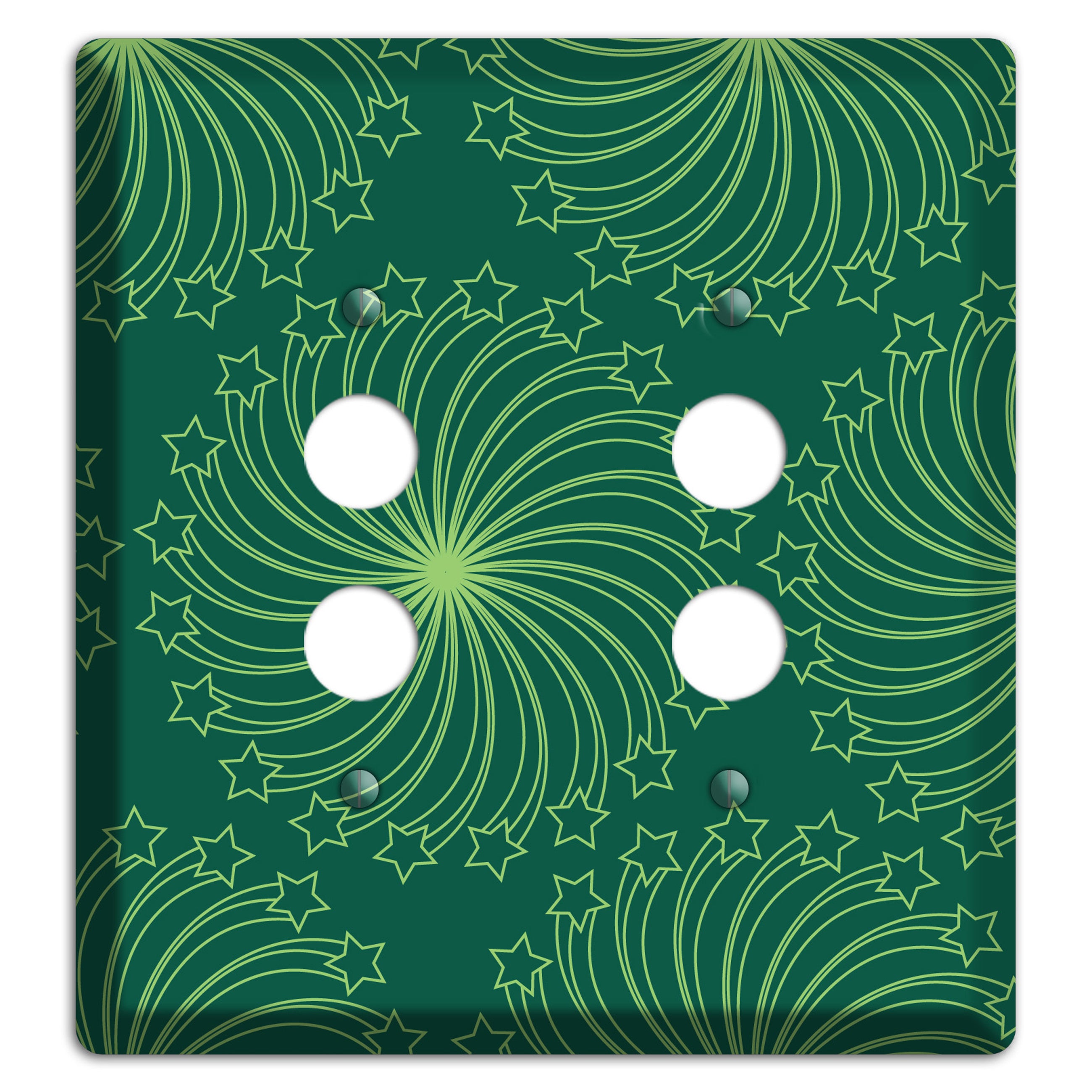 Multi Green Star Swirl 2 Pushbutton Wallplate