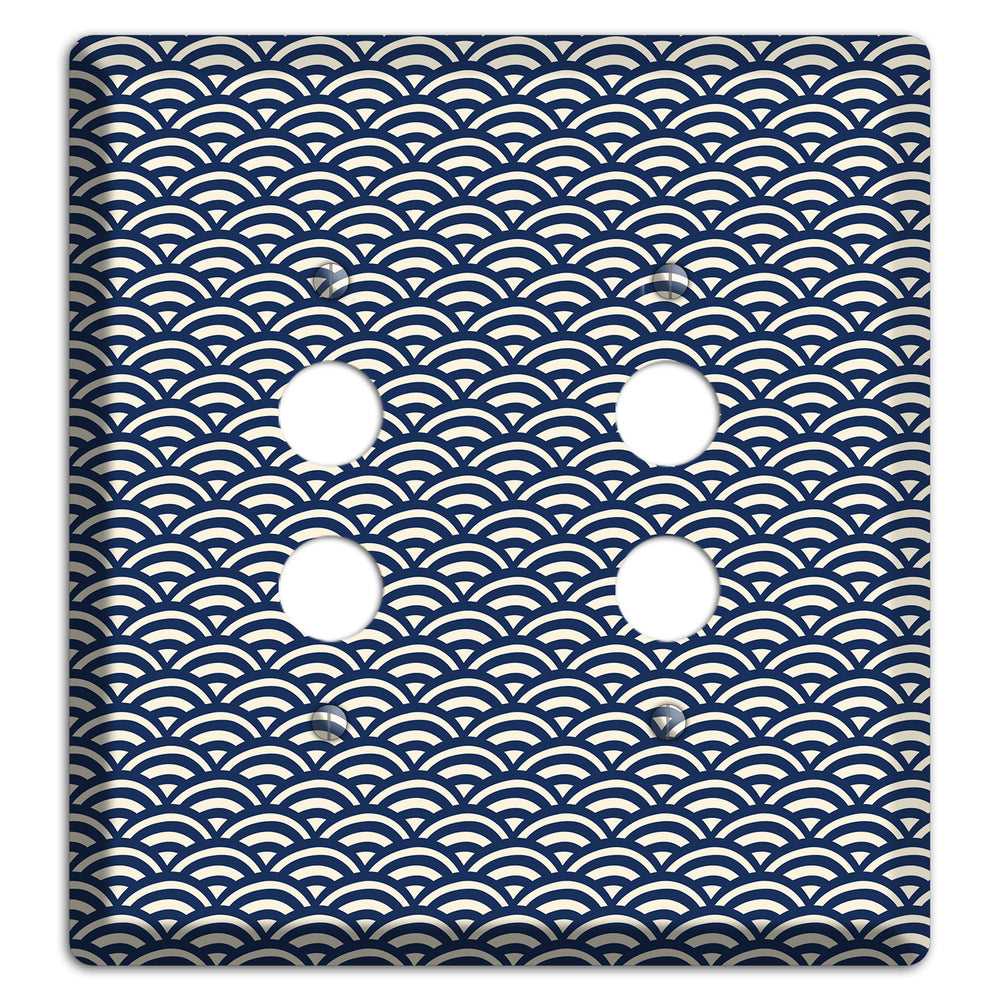 Navy Scallop Print 2 Pushbutton Wallplate