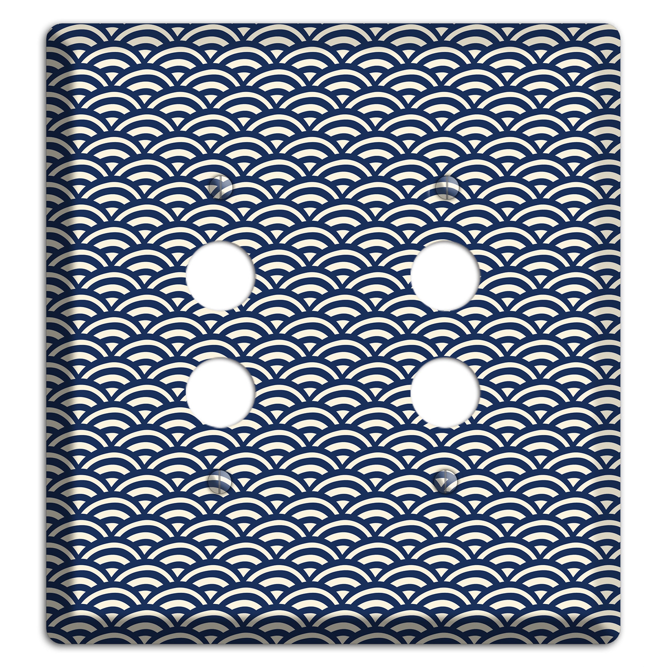 Navy Scallop Print 2 Pushbutton Wallplate