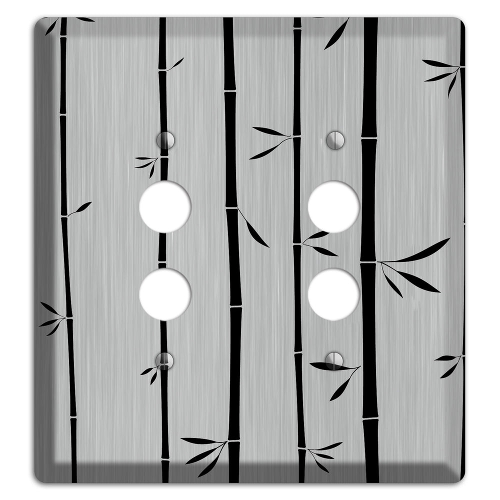 Bamboo Stainless Steel 2 Pushbutton Wallplate