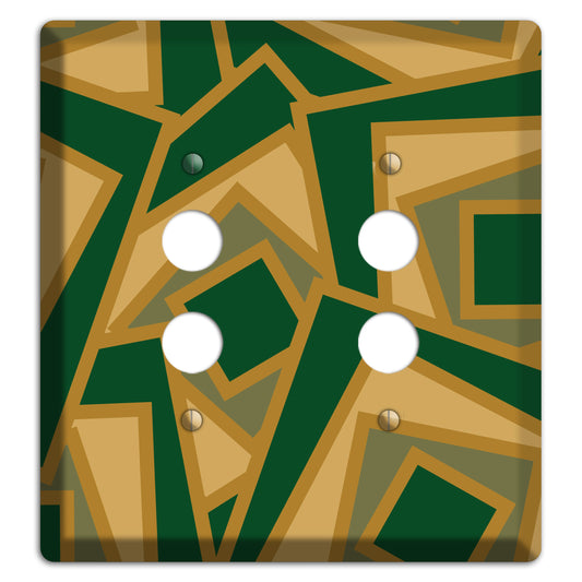 Green and Beige Retro Cubist 2 Pushbutton Wallplate