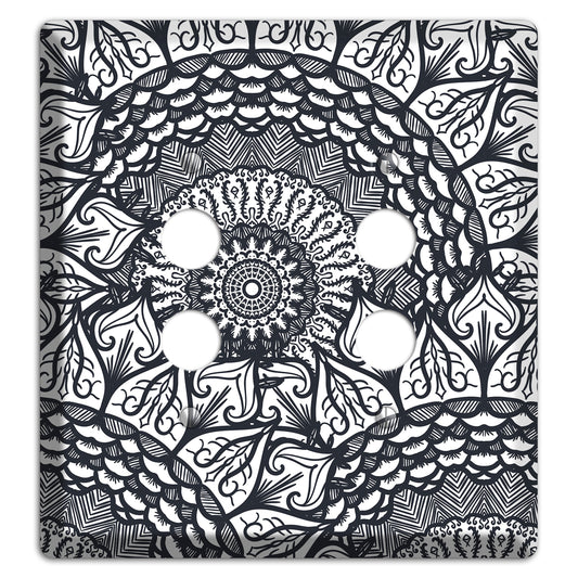 Mandala Black and White Style L Cover Plates 2 Pushbutton Wallplate