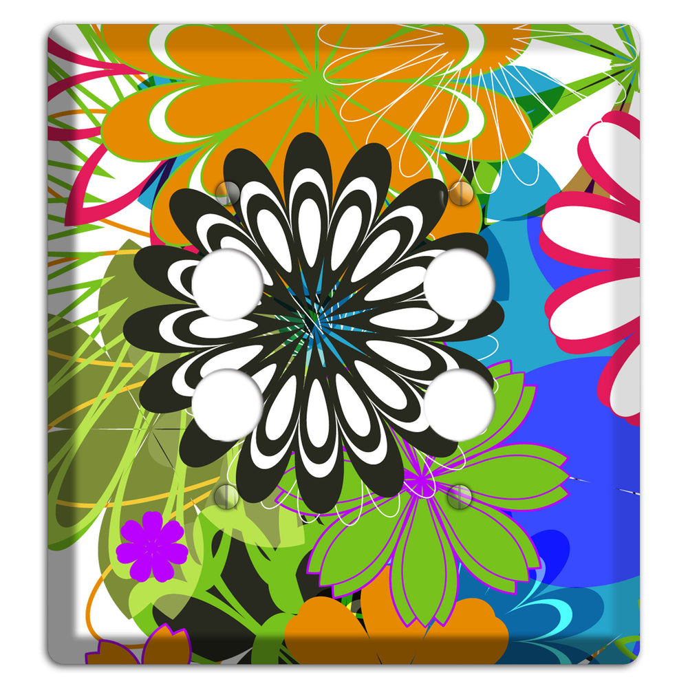 Multi Retro Flowers 2 Pushbutton Wallplate